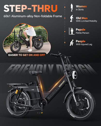 TESWAY X5 AWD Step-Thru E-Bike – 3000W Motor | UK warehouse