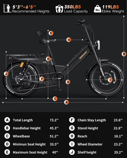 TESWAY X5 AWD Step-Thru E-Bike – 3000W Motor | UK warehouse