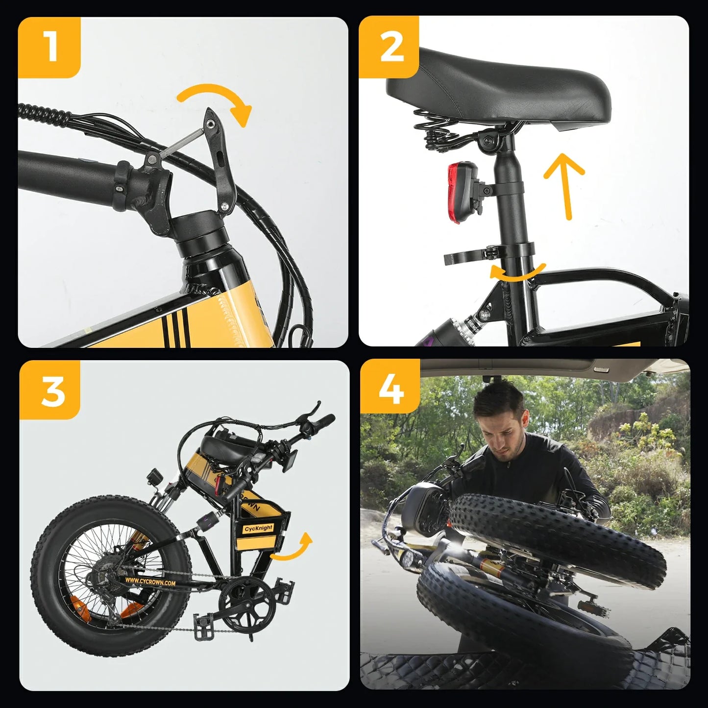 CYCROWN Knight 20 Folding Electric Bike 750W Peak Motor 48V 12.5Ah Battery