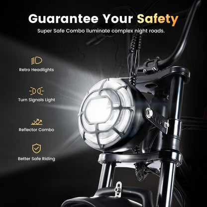 CYCROWN Run 20 Retro Fat Tire Off Road Mountain Electric Bike 750W Motor 36V 10.4Ah Battery