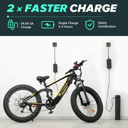 CYCROWN Ultra 26 Fat Tire Electric Mountain Bike 1000W Motor 48V 15Ah Battery