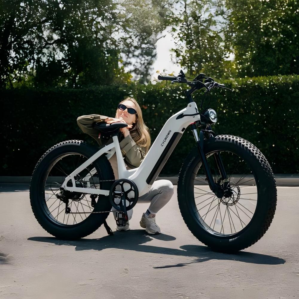 CYCROWN Verve 26 Step-Thru Fat Tire City Cruiser Electric Bike 1000W Motor 48V 15.6Ah Battery