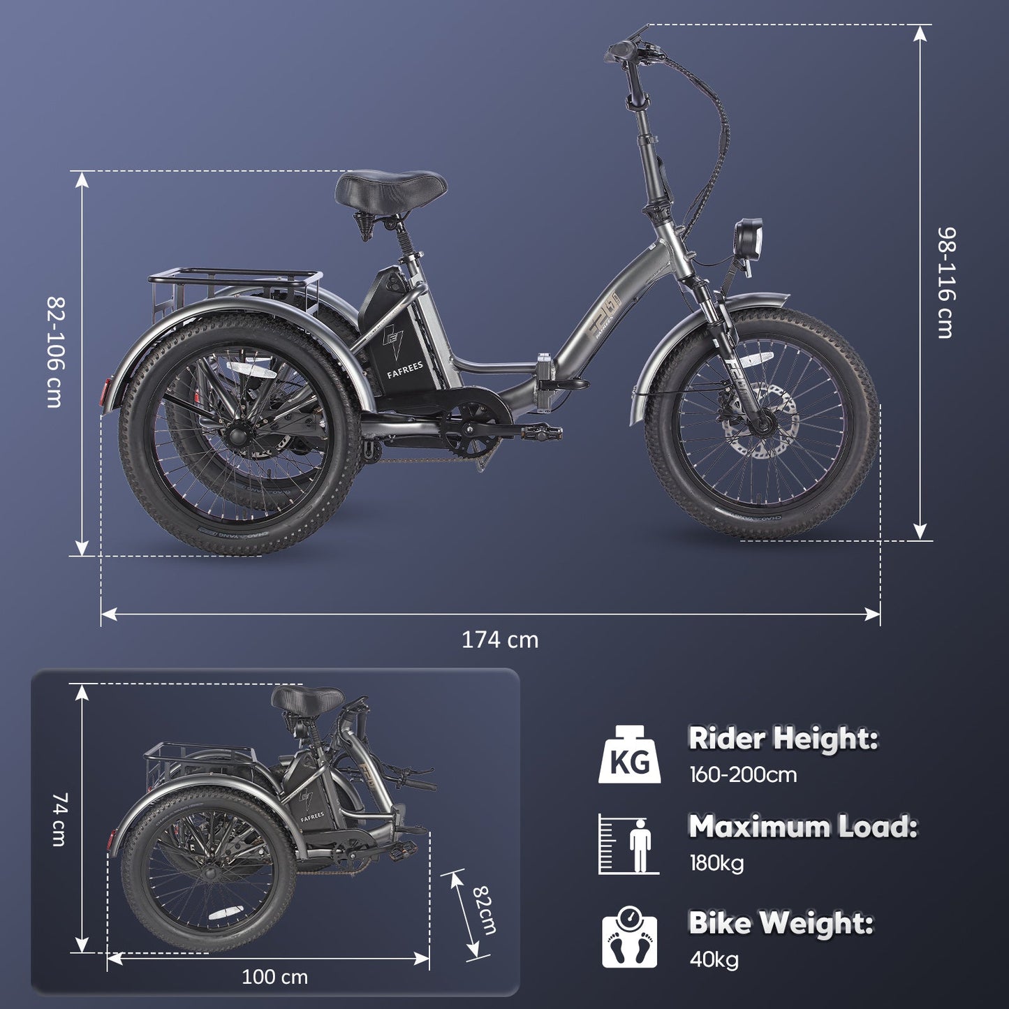 [EU] FAFREES F20 MATE Foldable Fat Tire Electric Tricycle