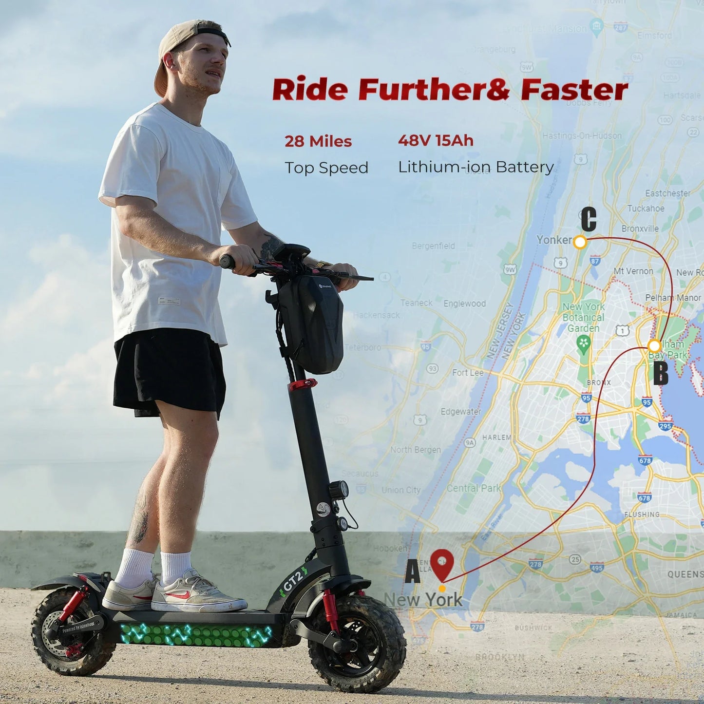 ISINWHEEL GT2 11 Folding Off-Road Electric Scooter 800W Motor 48V 15Ah Battery