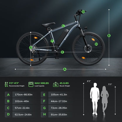 ISINWHEEL M10 26 Commuter Electric Bike 500W Motor 36V 10.4Ah Battery