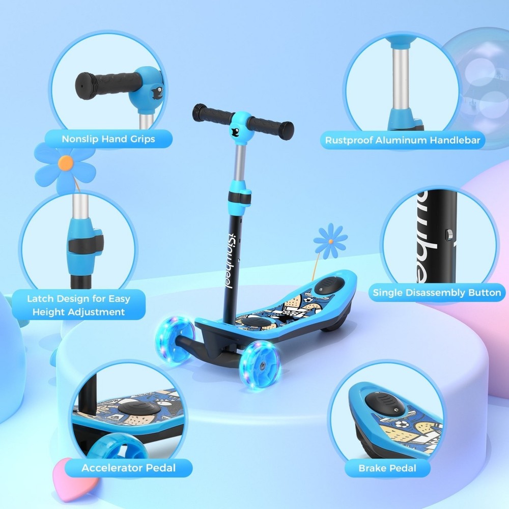 ISINWHEEL Mini Pro Kids 3 Wheel Electric Scooter 60W Motor 12.8-14.6V 5Ah Battery (2 IN 1 Design)