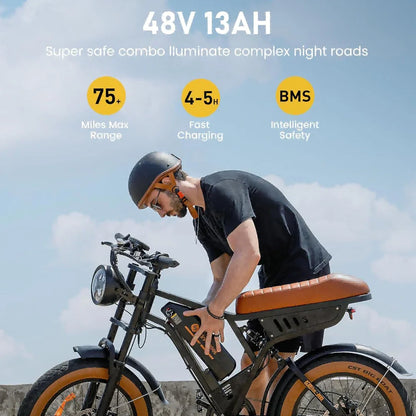 ISINWHEEL R6 20 Retro Fat Tire Electric Dirt Bike 1500W Motor 48V 13Ah Battery