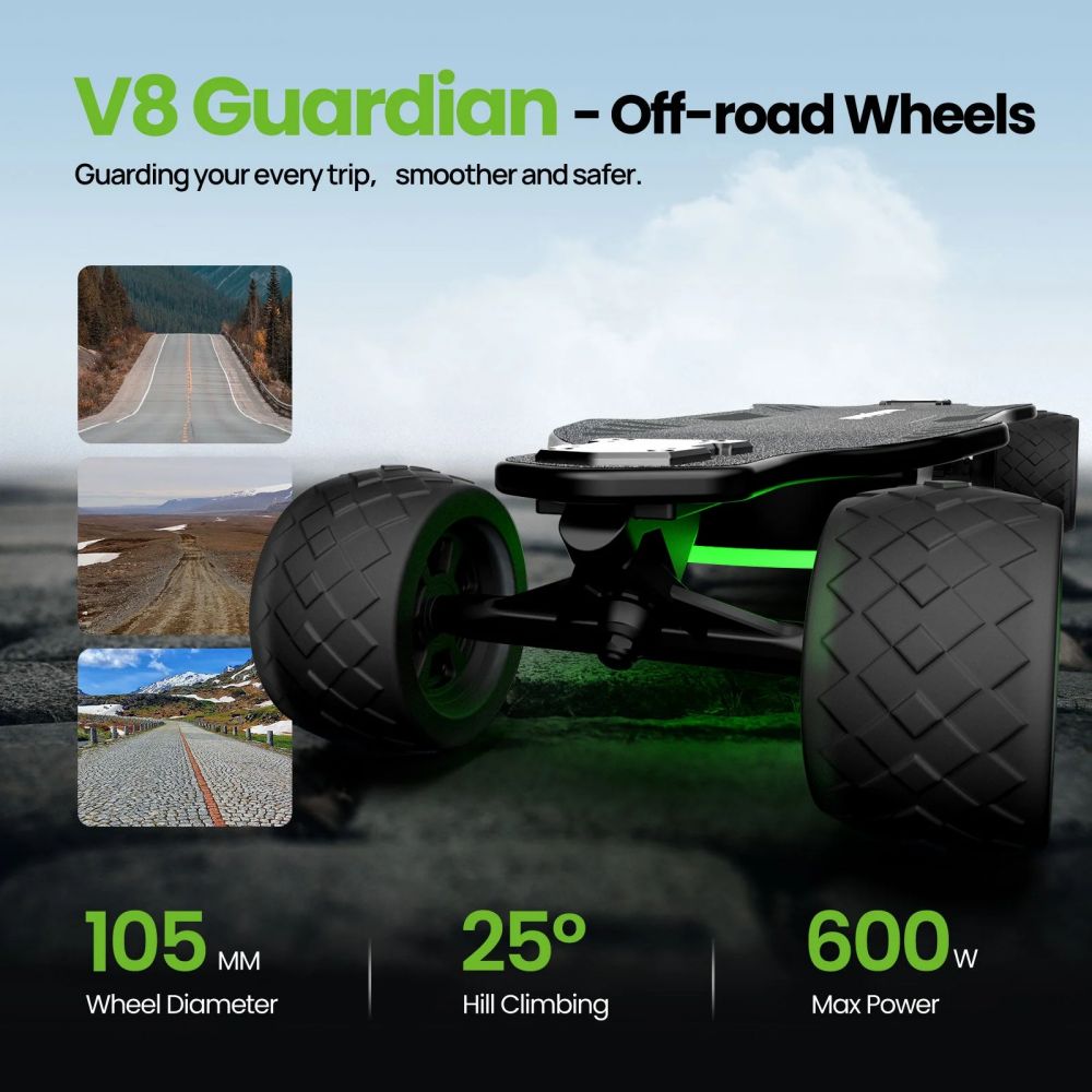 ISINWHEEL V8 Electric Skateboard 600W*2 Motor 37V 5Ah Battery