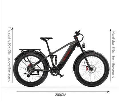 Dukawey Silvertip8 1000W 26 Fat Bike Mountain E-Bike