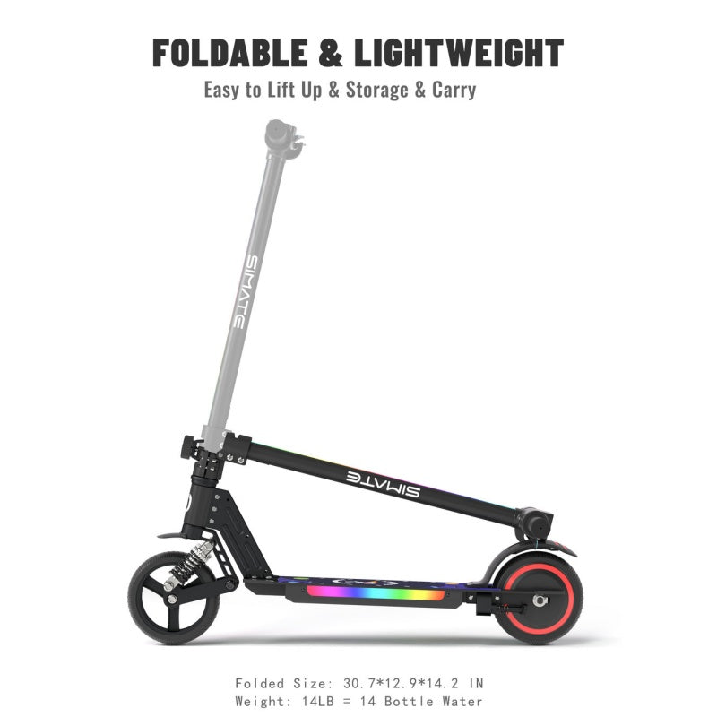 SIMATE S5 6.5 Kid's Foldable Colorful Body Lights Electric Scooter 130W Motor 24V 2.5Ah Battery (New)