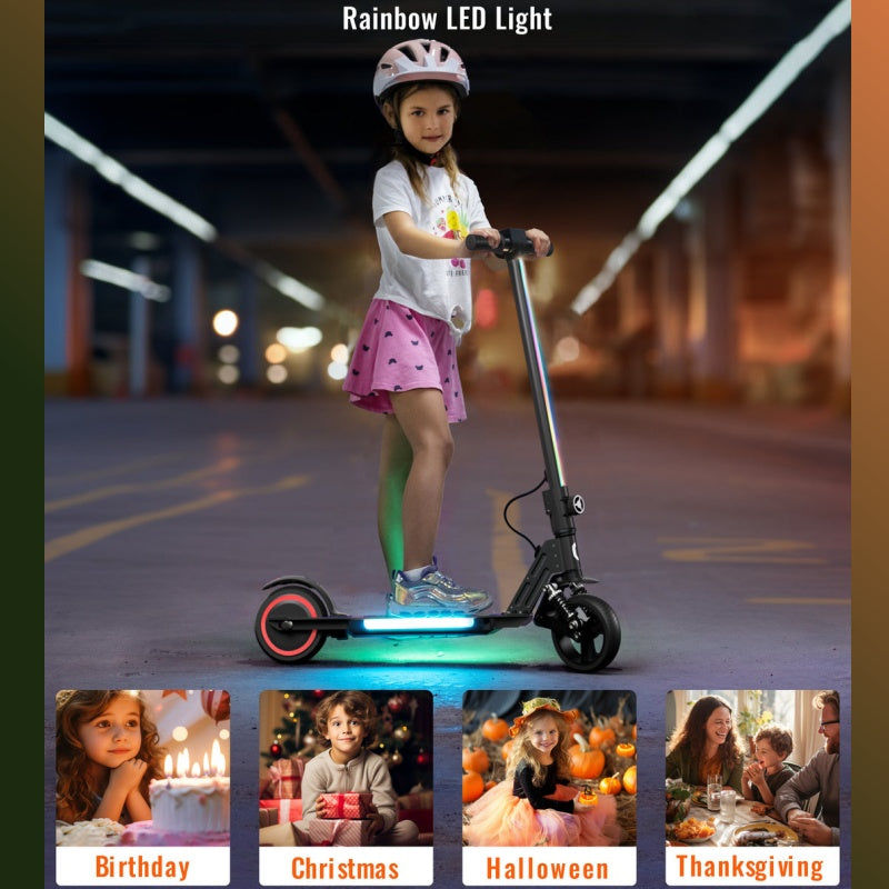 SIMATE S5 6.5 Kid's Foldable Colorful Body Lights Electric Scooter 130W Motor 24V 2.5Ah Battery (New)