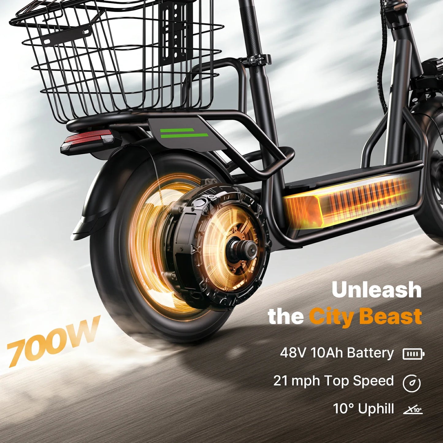 ISINWHEEL HyperX 14 Electric Scooter with Seat & Basket 700W Motor 48V 10Ah Battery