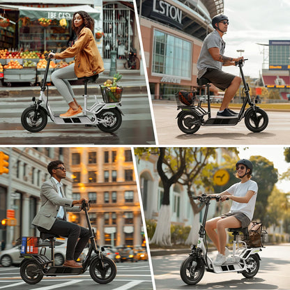 ISINWHEEL HyperX 14 Electric Scooter with Seat & Basket 700W Motor 48V 10Ah Battery